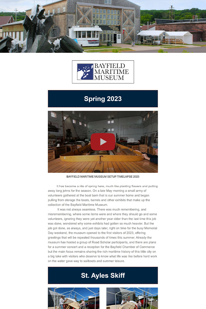 Bayfield Maritime Museum Newsletter