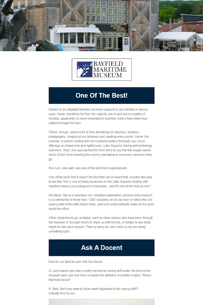 Bayfield Maritime Museum Newsletter