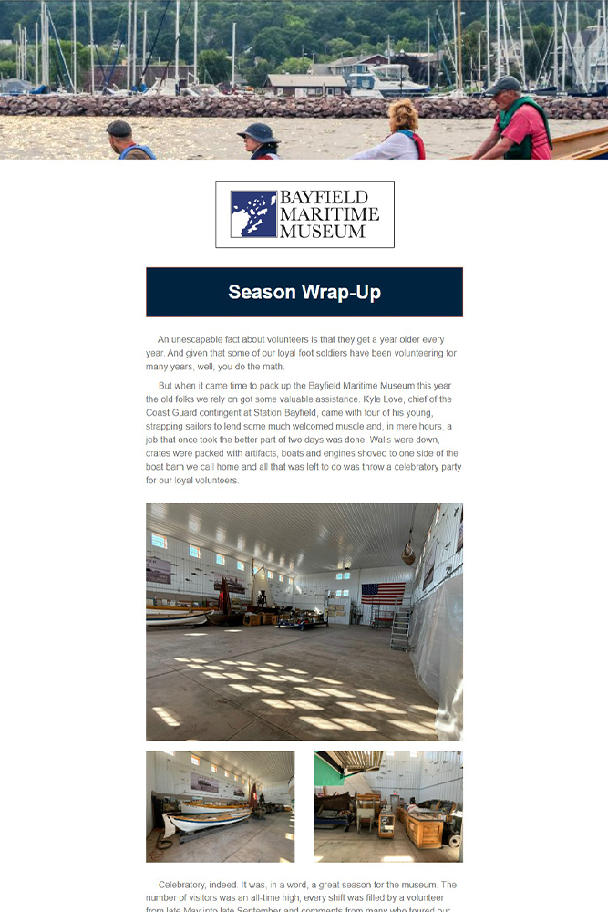 Bayfield Maritime Museum Newsletter